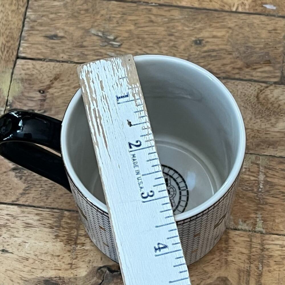 Anthropologie Mug 4" Tall 14 oz Letter T Black Gold Honeycomb Mosaic Tile - Picture 6 of 7
